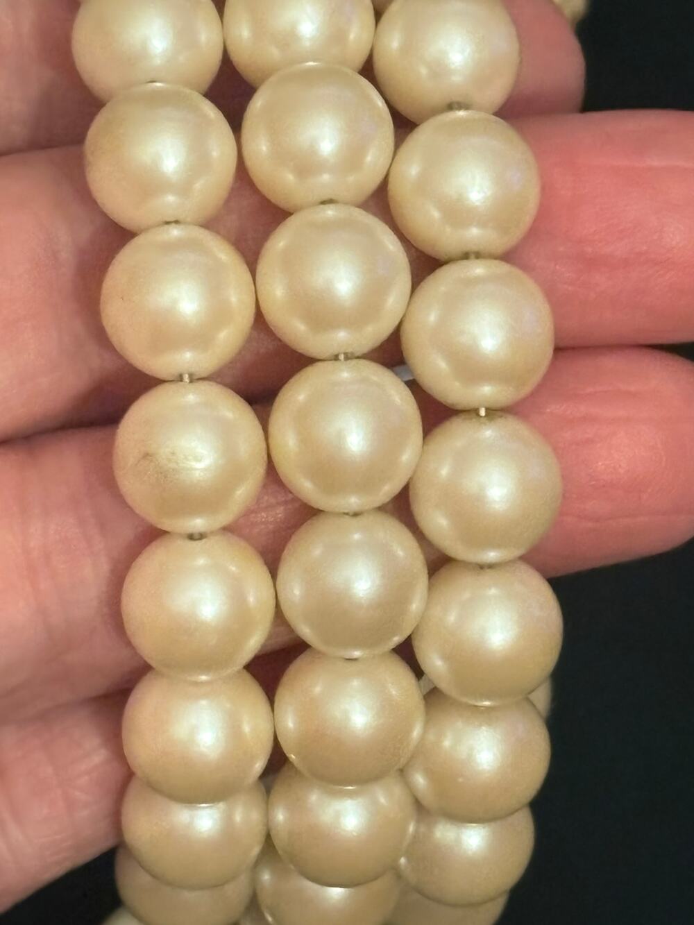 Vintage Faux Pearl Memory Wire Wrap Bracelet 8.25”